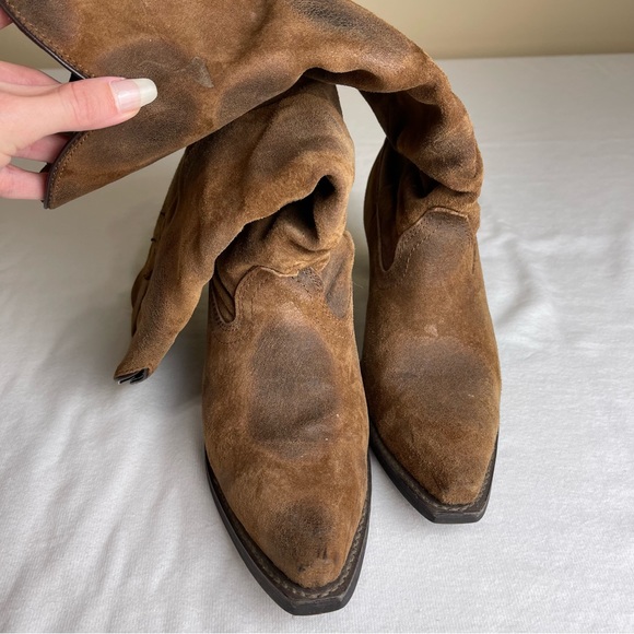 DINGO Suede Soft Leather Slouch Cowgirl Boots - Picture 10 of 17